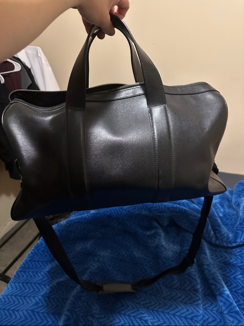 Ted Baker Black Leather Men’s Weekender Duffel Bag